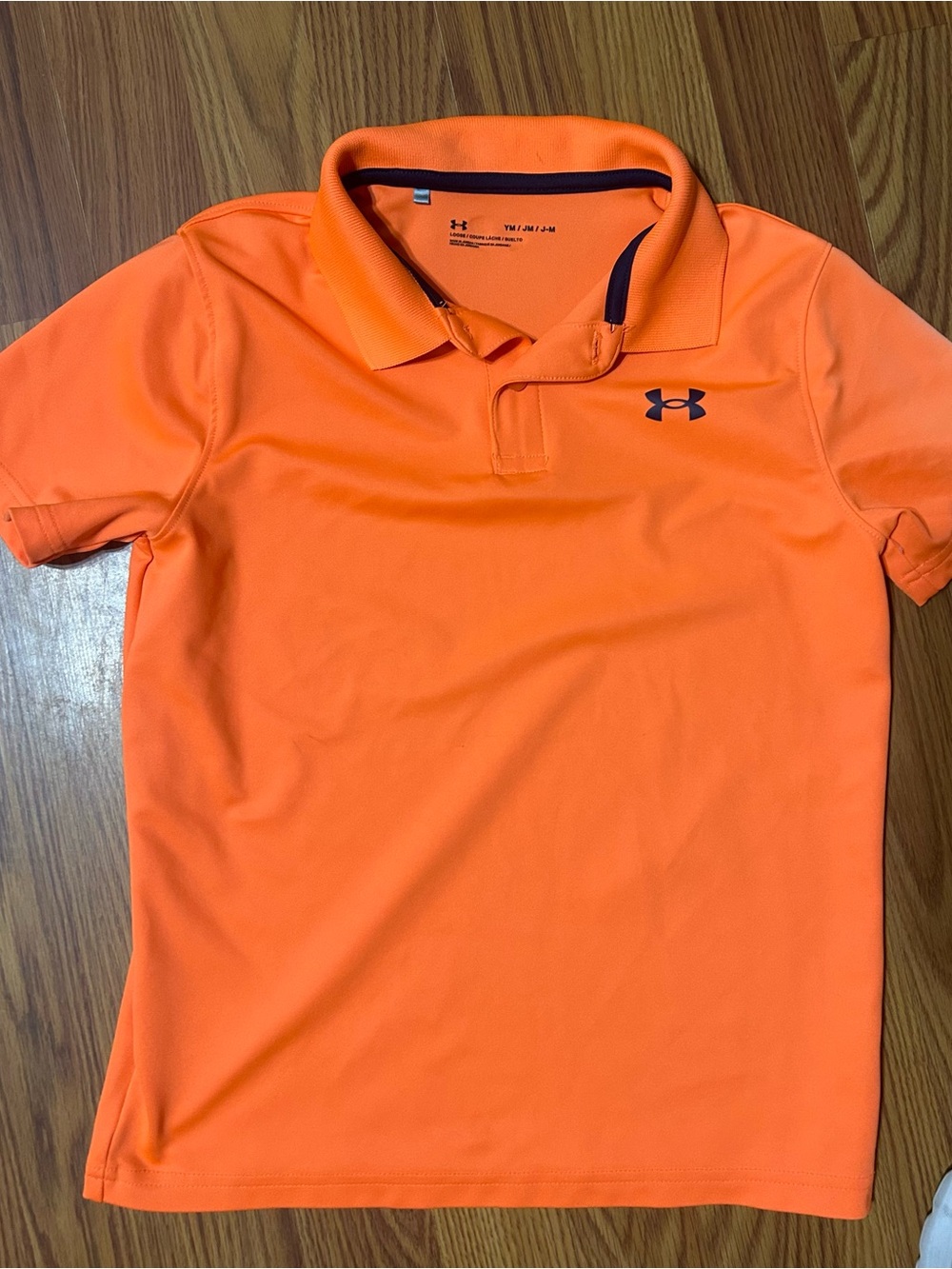 Under Armour Boys Neon Orange Performance Polo Shirt Youth Medium HeatGear